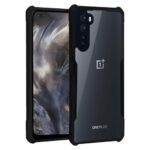 amazon basics Back Cover Case for OnePlus Nord (2020) (Shockproof | Crystal Clear | Hybrid TPU & PC | Transparent Back | Black Bumper)