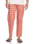 The Indian Garage Co Men Pink Slim Fit Cotton Checkered Mid-Rise Casual Style Lounge Pant, Medium