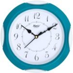 Matiz 118 Round Wall Clock Green White Color Plastic Case White Dial Analog for Living Room Home Decorations Office (Size: 20 x 20 CM)