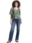 ONLY Women Printed Polyester Green Peplum Top