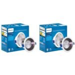 PHILIPS Polycarbonate 12 Watt Black Reflector Led Ceiling Cob Round Spot Light with Focused Beam|Cut Out: 102Mm|Cool Day Light,Pack of 2 (Deco Bright)
