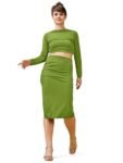 PURVAJA Women’s Midi Co-ords (Zera-001-Olive_Green_Medium)