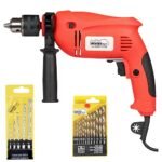 Wonder Cut WC-ED13-R Impact Drill Machine Reversible Hammer Driver Variable Speed Screwdriver With Free 13Pcs Hss Bits & 5Pc Masonry Bit Combo (13Mm 650Wblack,Red)