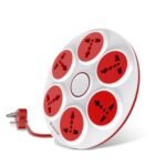 Goldmedal 360 Degree Power Strip (White) Pack of 1, 6-Outlet Universal Sockets, 3-Pin 2 Meter Cable, Master Switch with Led Light Indicator and Overload Protector for Home & Office