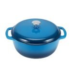 Amazon Basics Enameled Heavy Duty Cast Iron Dutch Oven / Cooking Pan with Lid- 5.7 Liters (5.92 Kgs), Blue