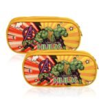 Kuber Industries Pack of 2 Pencil Pouch | Waterproof Stationary Bag | Geometry Box | Multi-Purpose Travel Pouch | 2 Compartments Utility Pouch | Marvel Hulk | Yellow