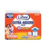 Lifree Extra Absorb Adult Diaper Pants | Size S | Waist (24-33 Inches) |Upto 10 Hours Absorption | Prevents Leakage & Heaviness | 10 Count