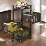 GOLDEX TURNOMATICS WITH LOGO Stainless Steel Kitchen Accessories Items Kitchen Storage Rack Drawer Multi-Purpose Kitchen Organizer : Kitchen Trolley Fruits, Vegetables, Cutlery & More! (3 Layer)