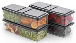 RILION airtight Big Container Set for Kitchen – 4 Piece Food Storage two section Containers with Lids – BPA Free, Leak-Proof, Stackable – Ideal for Pantry Organization and Bulk Storag – 1700ml gray