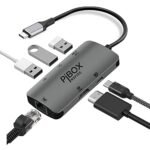 USB C Hub Dock – PiBOX India 6 in 1 Aluminum Type C Adapter with HDCP Support 4K HDMI Port, Ethernet 100mbps RJ45 Port, USB 3.0 Port, USB-C Power Delivery, for Thunderbolt Devices