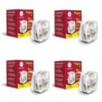 Wipro Northwest 6 Amp 3-Pin Plug Top with Solid Brass Pins and with LED Indicator | Suitable for household appliances| Made of FR Grade Polycarbonate (Pack of 4, White)
