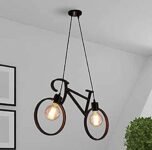 Ercole Metal Antique Cycle Shape Hanging Ceiling Pendant Light for Home Decor Living Room – Black, No Bulbs