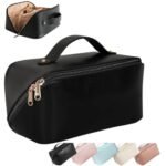 Dangfly Large Capacity Travel Cosmetic Bag with Handle and Divider – Multifunctional Makeup Bag for Easy Access, Waterproof 10 Cms (Black)