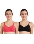 Amazon Brand – Symbol Women’s Cotton Modern Backless Bra (Pack of 2) (SYMBRABKLS01_Black-Raspberry_36 C)