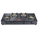Prestige Magic 4 Burner Gas Stove- GTMC 04 L, Black Colour, Glass, Manual