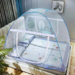 SunHeart Hubs HDPE – High Density Poly Ethylene Adults Washable Foldable Mosquito Net Flexible for Double Bed,King Size Bed, Queen Size Bed with 2 Window Zip Door- for Baby and Adult Protection Mosquito Net(Blue, Tent)