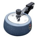 Pigeon by Stovekraft 2 Litre Ceramic Nonstick Pressure Cooker, Induction bas, Inner Lid Cooker, Grey & White