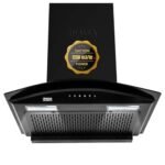 Inalsa Auto Clean Filterless Chimney- 60 cm 1250 m³/hr (Zylo 60PBAC V2, Curved Glass|7 Year Warranty On Motor |Push Button Control, Black)