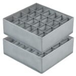Shavi Bag Non-Woven 2 Pack Closet Socks Organizer Drawer Divider, 24 Cell Collapsible Closet Cabinet Organizer For Clothing, Storing Socks, Lingerie, Underwear Pack Of 2 (Grey)