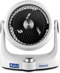 KUHL Hawaii Desktop Swing Fan| Swing & Tilt Function | Upto 70 Degree| 3 Winds Mode| 165 mm 3 Blade Table Fan(BLDC Motor | White | Pack of 1)