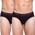 Zoiro Men’s Soft Classic Cotton Blend Outer Elastic Solid Briefs (Pack of 2-Black)