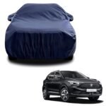 Sulfar 100% Water Resistant Car Body Cover Compatible with Mirror for MG ZS EV (Triple Stitched, Full Bottom Elastic, Navy Blue)