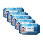 Teddyy Soft Cleansing Baby Wet Wipes with Lid | 360 Wipes | Special Germ Protection | Anti – Rash | Enriched With Aloe Vera and Vitamin E | 72 Wipes x 5 Packs