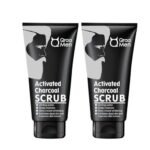 Qraa Men Activated Charcoal Scrub with Essential Oils | For deep cleansing & Glowing Skin | Anti Acne & Blackhead Remover | 100gm X 2 (Pack of 2)