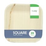 Clazkit 25-Pack Areca Square Palm Leaf Bowl| Like Wooden Bamboo | Eco Friendly, Biodegradable, Use and Throw Small Dona | for Serving Pasta, Soup & Snacks | Birthday, Wedding & Party (6″ X 6″)