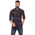 Campus Sutra Mens Checkered Regular Fit Casual Shirt (AZZ18SHRT_PNCHK7_M_PLN_BLMA_AZ_BLMA_S)