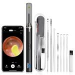 Verilux Ear Wax Remover Tool Kit Camera 9 Pcs Otoscope Ear Cleaner Wireless 1296P HD 3.5mm Ear Wax Cleaner with 6 Led Light 350mAh Ear Camera for Cleaning Ear Cleaner Camera for iOS & Android, Black