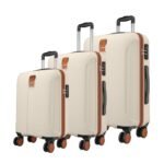 Safari Thorium Royale 8 Wheels Set of 3 Trolley Bags Hard Case Polycarbonate Luggage, TSA Lock, Wet Pouch Organized Interior, Suitcase for Travel, Trolley Bags for International Travel, Vanilla Tan