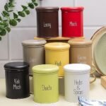 Market99 Mild Steel Spice Jar Set of 8 (Each- 300ml) | BPA-Free Condiment Shape Spice Container | Masala Rack | Air Tight Kitchen Organizer | Multicolor Storage Box