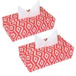 PrettyKrafts Tissue Paper Box Cover Rectangular Shape Napkin Holder use for car,Home and Office, (Pack of 2), Diamond Red
