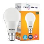 wipro Garnet 7W LED Bulb for Home & Office |Cool Day White (6500K) | B22 Base|220 Degree Light Coverage |4Kv Surge Protection |400V High Voltage Protection |Energy Efficient | Pack of 1