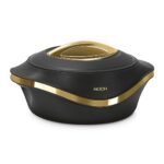 MILTON Pearl 2000 Inner Stainless Steel Casserole, 1.96 Litre, Black | BPA Free | Food Grade | Easy to Carry | Easy to Store | Chapati | Roti | Curd Maker