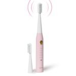 Lifelong Rechargeable Toothbrush for Adults – Smart Brush with 5 Cleaning Modes & Smart Auto Shut-Off – Waterproof Electronic Toothbrush – 2 Electric Heads, 500mAh Long-Lasting Battery (Pink, LLDC135)