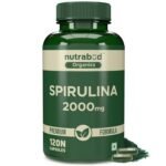 Nutrabud Organics Spirulina Capsule 2000mg per Serving – 120 Veg Capsules – For Women, Men – Preservative & Additive Free (120 Count (Pack of 1))