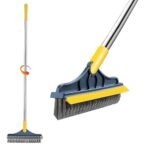 KLEENOX Premium 2 in 1 Bathroom Cleaning Brush with Wiper for Floor Cleaning Brush with Long Handle, Bathroom Tiles Cleaner Brush, 120° Rotating Cleaning Supplies for Household, Home Cleaning Tools