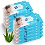 Mee Mee Baby Gentle soft Moisturing Wet Wipes with Aloe Vera extracts (unscented) without lid |72 pcs| Pack of 10