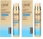 LAKMÉ Sun Expert 1% Hyaluronic water-light Sunscreen gel SPF 50 Pa++++ Best for Oily Skin | Even toned & Glowing Skin | Non-Sticky| Helps reduce pigmentation | UVA/B Protection, No White Cast 56G