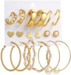Vembley Lavish 9 Pair Earrings Set For Women and Girls Alloy Hoop Earring