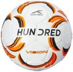 HUNDRED Vision Foot Ball | Size 5 | All-Weather Multi-Terrain Ball | Peak Performance on All Surfaces: Hard Ground, Wet Grass & Turf | Bult for Accurate Passes & Powerful Shots (White/Burgundy/Lime)