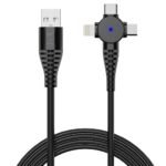 Dubstep Blaze Trinity 50W 3 in 1 USB Type C Cable 1 m USB-A to Type-C + MicroUSB + Type-L Fast Charge Cable (Compatible with Mobile, Tablet, Laptop, Black, One Cable)