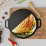 Ortex Cast Iron Dosa Tawa – Cast Iron Tawa for Roti and Dosa | Durable and Versatile Cookware for Healthy Cooking 12 Inch (30 cm), Black