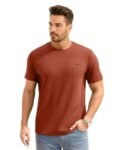 AWG ALL WEATHER GEAR Men Solid Waffle Crew Neck Tshirt | Waffle Knit T-Shirt | Men’s T-Shirt | Tees for Man | Textured Half Sleeve T-Shirt’s | Tshirt for Men Stylish Rust