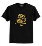 ADRO Stay Wild Design Printed T-Shirt for Men (RNR-S36-SWW-BL_Black_M)