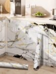 CARTIFY Wallpaper Pill&Stick Waterproof&oilproof PVC Ceiling Wall Papers for Home,Kitchen,Floor,Bathroom,Bedroom,Table,Living Room Big Size Stylish Latest Wall Sheet Stickers Panel(White Black Gold)