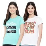 Style Go Women’s/Girls Cotton Regular Fit Latest Graphic Stylish Printed Short Sleeves Casual T-Shirt || Trends & Stylish (Pack 2), S, Green