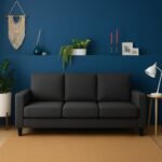 FURNY Hedster 3 Seater Fabric Sofa Set (Dark Grey)